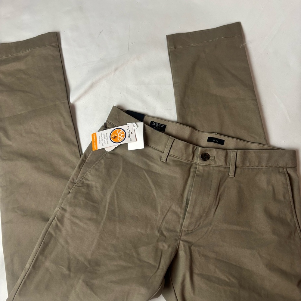 NWT  J Crew Men's Slim-Fit Flex TruTemp365 Chino Pants 32x34 Khaki Tan BZ109
